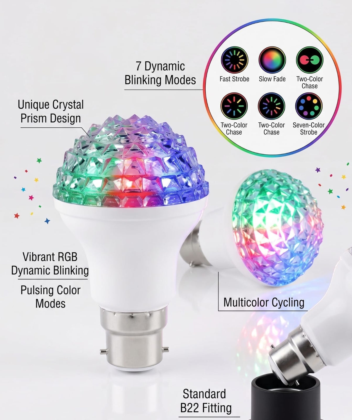 7-in-1 RGB Color Changing 8W LED Bulb