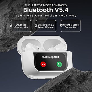 Smart Touchscreen Bluetooth 5.4 Earbuds with ANC Noise Cancellation, ENC HD Calls, Full-Color Display Case, Type-C Fast Charging, Music & Touch Control Wireless in-Ear Headphones
