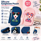 Silicone Eyeglasses Pouch with Zipper & Lanyard pack of 1