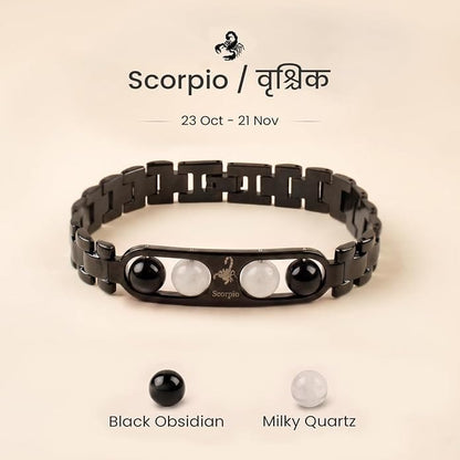 Zodiac Metal Bracelet With Crystal Beads for Men & Women